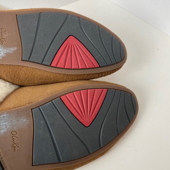 Women's OluKai Lomo Hulu Leather NZ Wool Shearling Slippers Size 7 - Picture 10 of 11